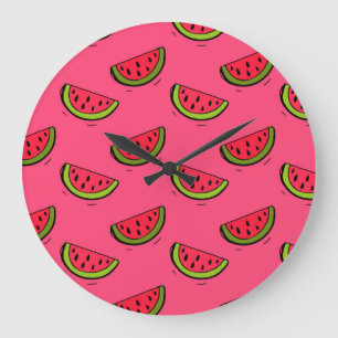 Zomer Watermelon op Roze Patroon Grote Klok