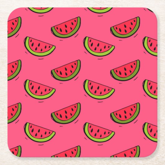 Zomer Watermelon op Roze Patroon Kartonnen Onderzetters (Voorkant)
