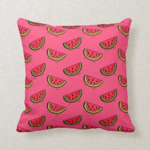 Zomer Watermelon op Roze Patroon Kussen