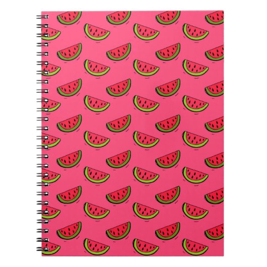 Zomer Watermelon op Roze Patroon Notitieboek (Voorkant)