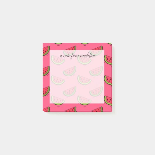 Zomer Watermelon op Roze Patroon Post-it® Notes (Voorkant)