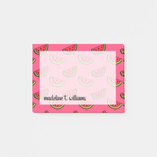 Zomer Watermelon op Roze Patroon Post-it® Notes (Voorkant)