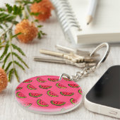 Zomer Watermelon op Roze Patroon Sleutelhanger (Voorkant Rechts)