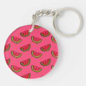 Zomer Watermelon op Roze Patroon Sleutelhanger (Achterkant)