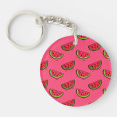Zomer Watermelon op Roze Patroon Sleutelhanger (Voorkant)