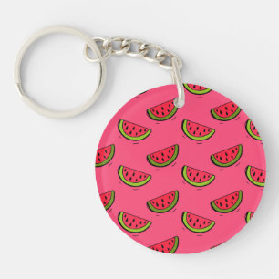 Zomer Watermelon op Roze Patroon Sleutelhanger