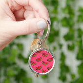 Zomer Watermelon op Roze Patroon Sleutelhanger (Hand)