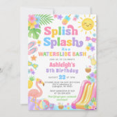 Zomer Waterslide Meisje Verjaardagsfeestje Kaart (Voorkant)