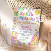 Zomer Waterslide Meisje Verjaardagsfeestje Kaart