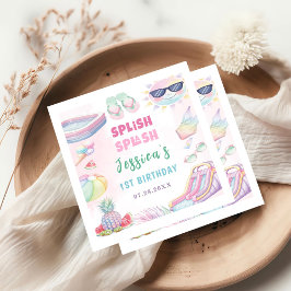 Zomer Waterslide Meisje Verjaardagsfeestje Servet