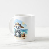 Zomer Waterverf Baby Panda op het strand Koffiemok (Voorkant links)
