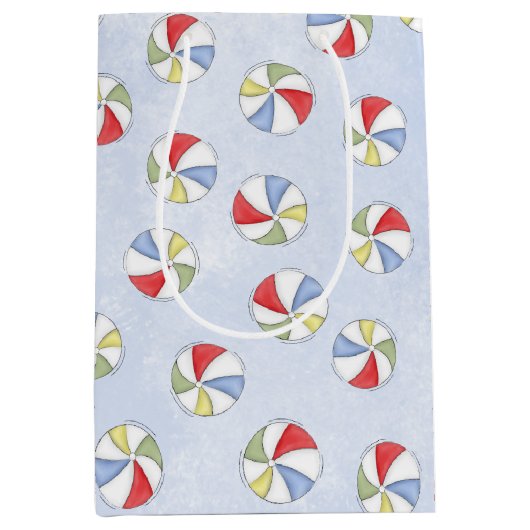 Zomer Waterverf Beach Balls Pattern Medium Cadeauzakje (Voorkant)
