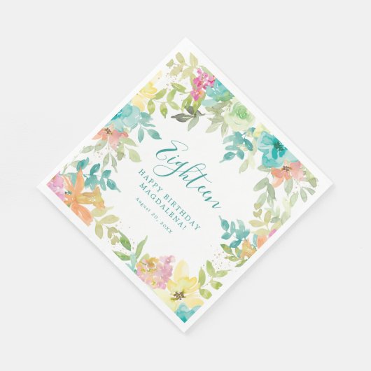 Zomer Waterverf Bloemen 18e Verjaardag Custom Servet (Hoek)