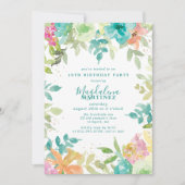 Zomer Waterverf Bloemen 18e Verjaardagsfeest Kaart (Voorkant)