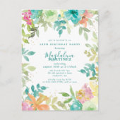 Zomer Waterverf Bloemen 18e Verjaardagsuitnodiging Briefkaart (Voorkant)