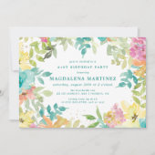 Zomer Waterverf Bloemen 21ste Verjaardagsfeest Kaart (Voorkant)