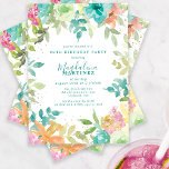 Zomer Waterverf Bloemen 30e Verjaardagsfeest Kaart<br><div class="desc">Nieuw voor zomer 2024. De moderne en kleurrijke zomerbloemen zijn roze,  turquoise,  geel en oranje waterverven. Ze vormen rustiek,  boho chic,  botanisch lijst rond je verjaardagsfeestdetails. Dit artikel maakt deel uit van het Summer Waterverf Floral collectie. Het bevat professioneel ontworpen uitnodigings sjablonen,  welkomsttekens en partijdecoratie.</div>