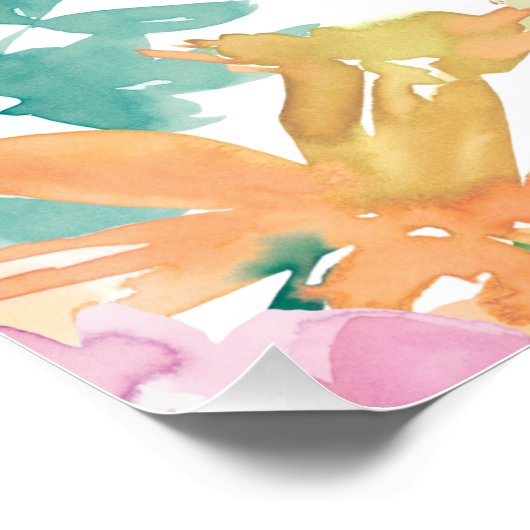 Zomer Waterverf Bloemen 60e Verjaardagsfeest Perfect Poster (Hoek)