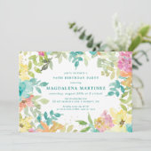 Zomer Waterverf Bloemen 70e Verjaardagsfeest Kaart (Staand voorkant)