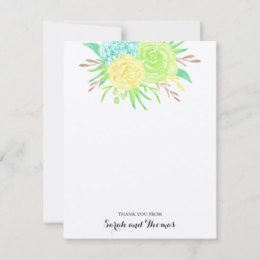 Zomer Waterverf Bloemen Bedankbriefjes Kaart (Voorkant)