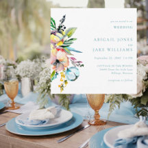 Zomer Waterverf Bloemen Turquoise Square Wedding