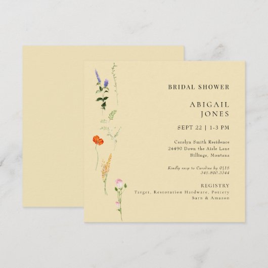 Zomer Waterverf Bloemengeel Vrijgezellenfeest Kaart (Voorkant / Achterkant)