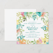 Zomer Waterverf Bloemenplein 21e Verjaardag Kaart (Voorkant / Achterkant)