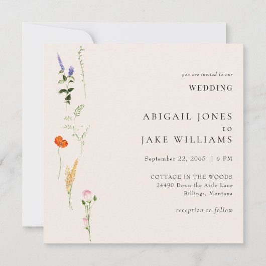 Zomer Waterverf bloemenplein bruiloft Kaart (Voorkant)