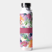 Zomer Waterverf Bloemige Monogram Naam Waterfles (Links)