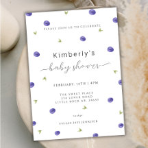 Zomer Waterverf Blueberry Baby shower