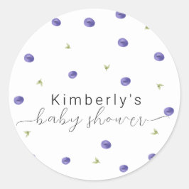Zomer Waterverf Blueberry Boerderij Baby shower Ronde Sticker