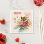 Zomer Waterverf Bumblebee First Birthday Servet (Insitu)