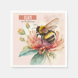 Zomer Waterverf Bumblebee First Birthday Servet