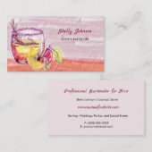 Zomer Waterverf Cocktail Evenementen Bartender Visitekaartje (Voorkant / Achterkant)