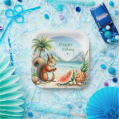 Zomer Waterverf Eekhoorn Papieren Bordje (Feest)