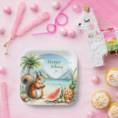 Zomer Waterverf Eekhoorn Papieren Bordje (Feest)