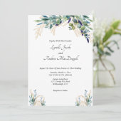 Zomer Waterverf Eucalyptus Bloemen Huwelijk Kaart (Staand voorkant)