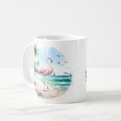 Zomer Waterverf Flamingo op het strand Koffiemok (Voorkant links)
