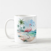 Zomer Waterverf Flamingo op het strand Koffiemok (Links)