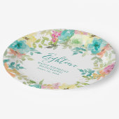 Zomer Waterverf Floral Custom 18e Verjaardag Papieren Bordje (Gekanteld)