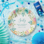 Zomer Waterverf Floral Custom 60e Verjaardag Papieren Bordje (Feest)