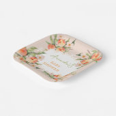 Zomer Waterverf Floral Peach Baby shower Papieren Bordje (Gebogen)