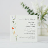 Zomer Waterverf Floral Sage Bridal Brunch Kaart (Staand voorkant)