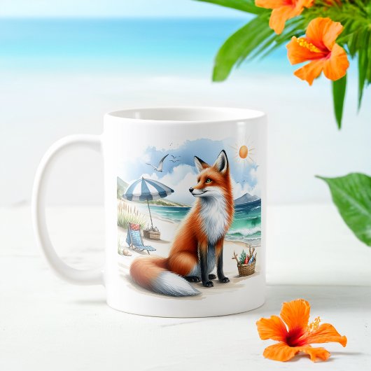 Zomer Waterverf Fox op het strand Koffiemok