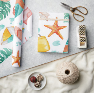 Zomer Waterverf Kamperen Strand Buiten Cadeaupapier