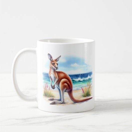 Zomer Waterverf Kangoeroe op het strand Koffiemok (Links)