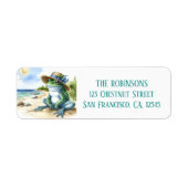 Zomer Waterverf Kikker op het strand Retouradres Etiket (Voorkant)