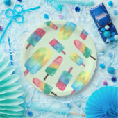 Zomer Waterverf Kleurrijke Popsicles Papieren Bordje (Feest)