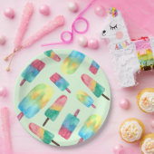 Zomer Waterverf Kleurrijke Popsicles Papieren Bordje (Feest)