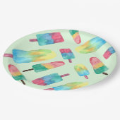 Zomer Waterverf Kleurrijke Popsicles Papieren Bordje (Gekanteld)